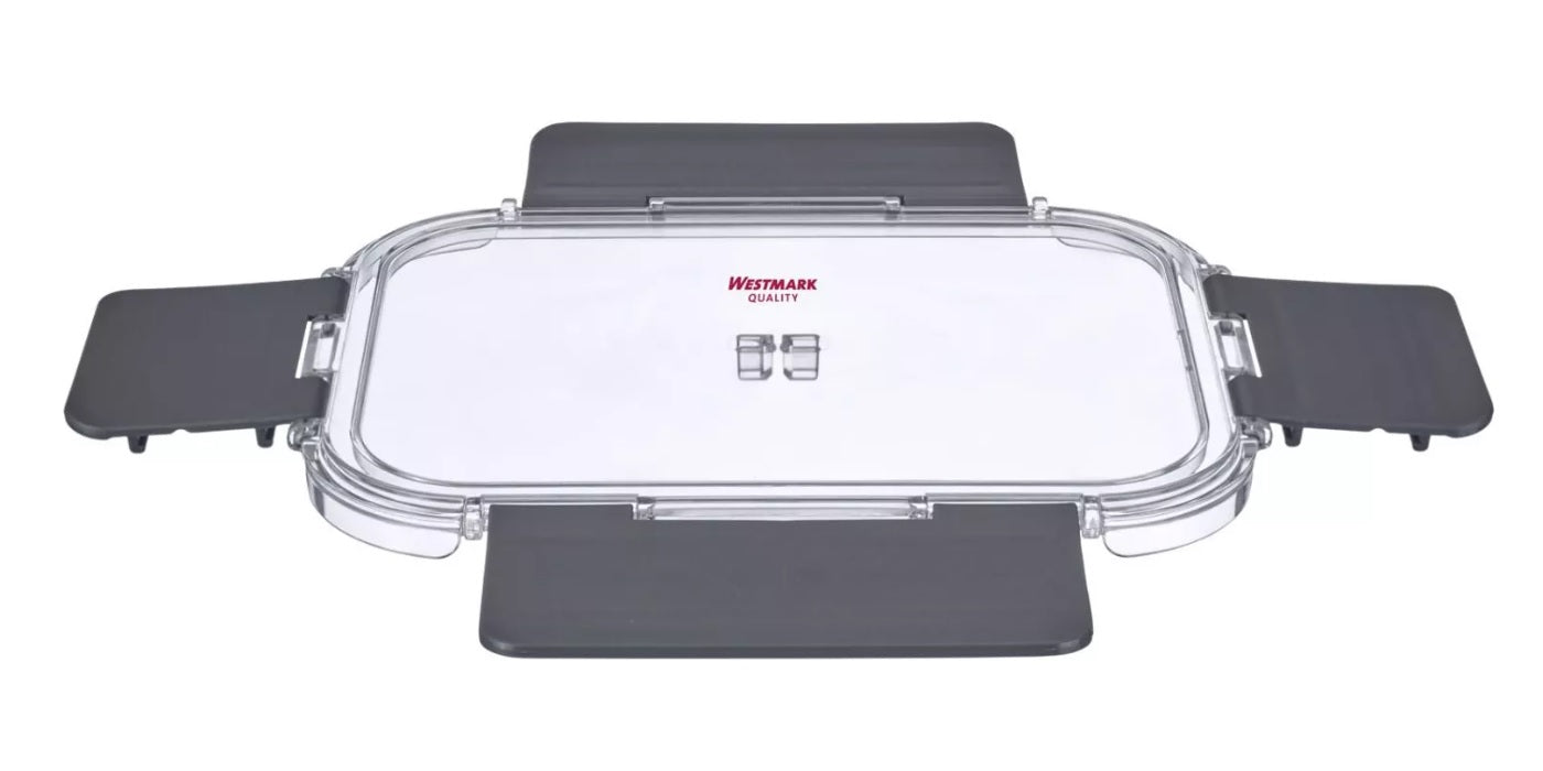 Cutie alimentara cu 2 compartimente si tacamuri, rosu/ gri, 1.7L